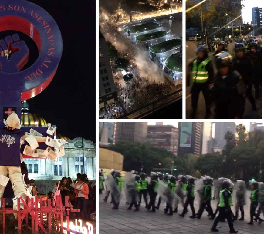 Marcha por el #25N: Uso desmedido de policías y trabajadoras del gobierno de la CDMX
